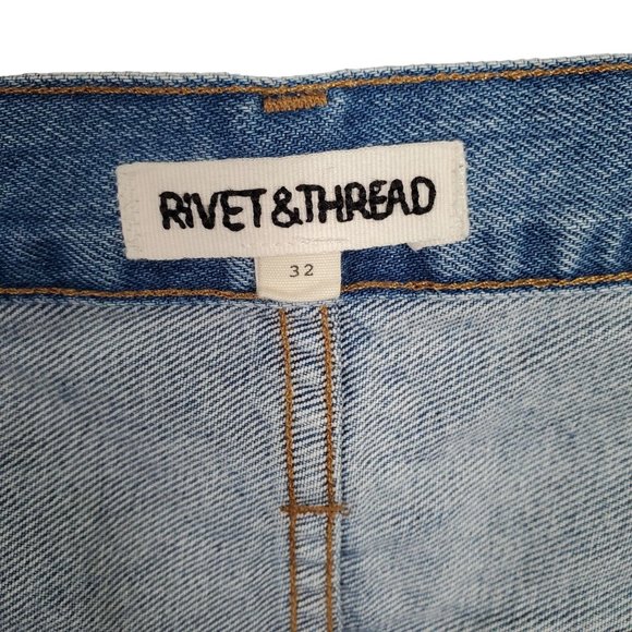 Rivet & Thread Womens Size 32 Jeans Madewell Denim High Rise Wide Leg 37x30 Ltd - Picture 7 of 14